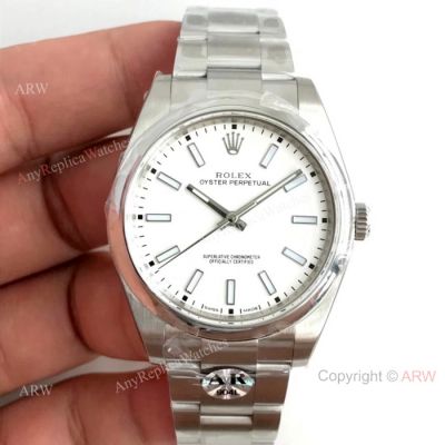 Swiss Replica Rolex Oyster Perpetual 114300 SS White Dial Watch 39mm